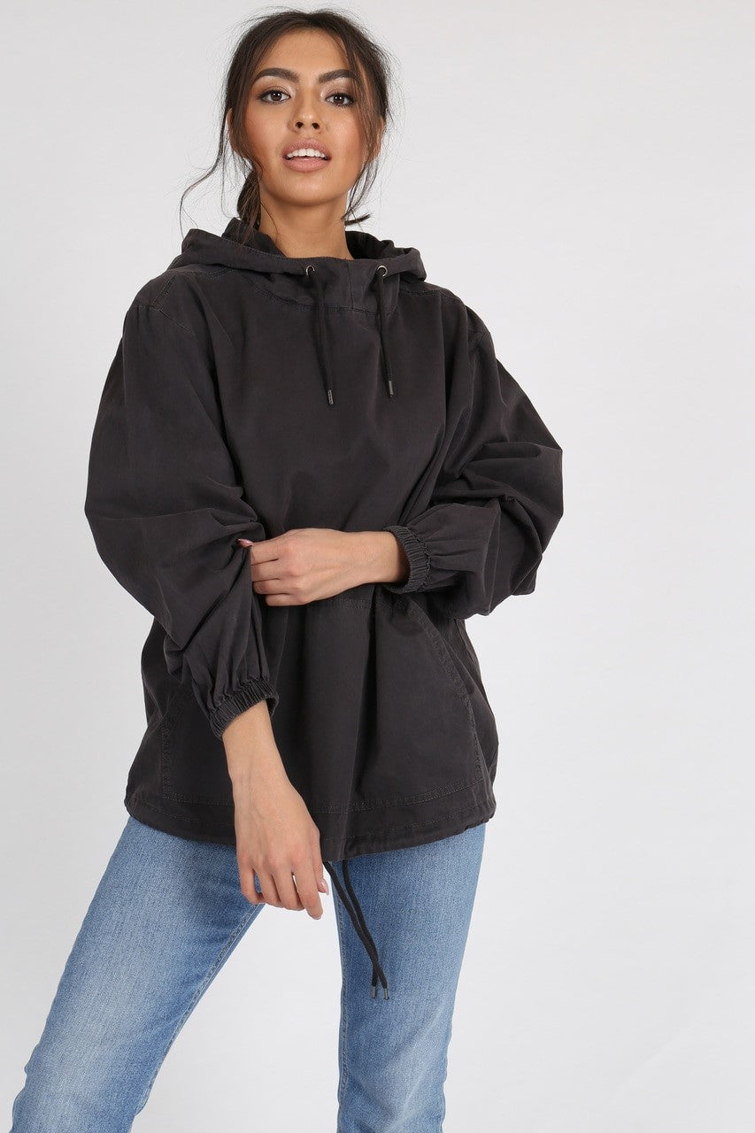 Washed Cagoule Jacket Black