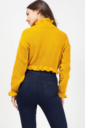 Amber Ruffle Knitted Jumper- Mustard