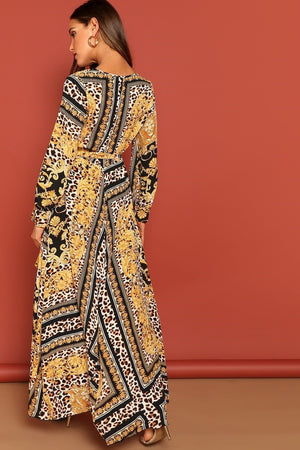 Sian Scarf Print Long Dress