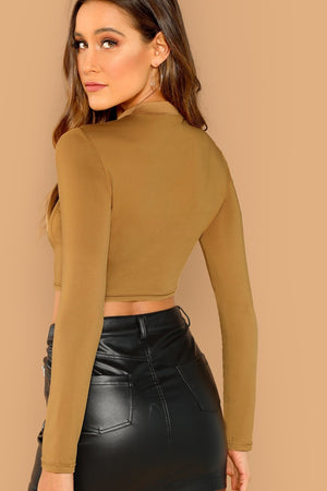 Camel Slim Fit Crop Top