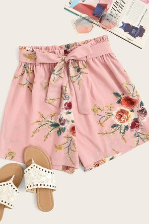Nyla Floral Print Pink Shorts