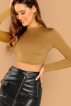 Camel Slim Fit Crop Top