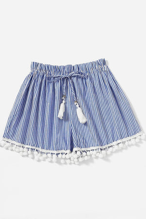 Ria Vertical Striped Shorts Blue