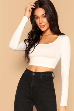 White Crop Fitted Top