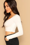 White Crop Fitted Top