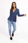 Frill Polka Blue Shirt