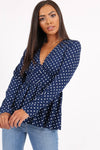Frill Polka Blue Shirt