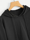 Lace up Sleeve Black Crop Hoodie