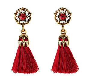 Vintage Embellished Tassel Drop Earrings