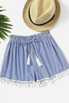 Ria Vertical Striped Shorts Blue