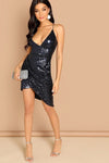 Rita Navy Cross Back Sequin Dress